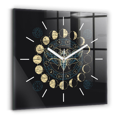 Reloj de pared cuadrado Fases de la luna e insecto