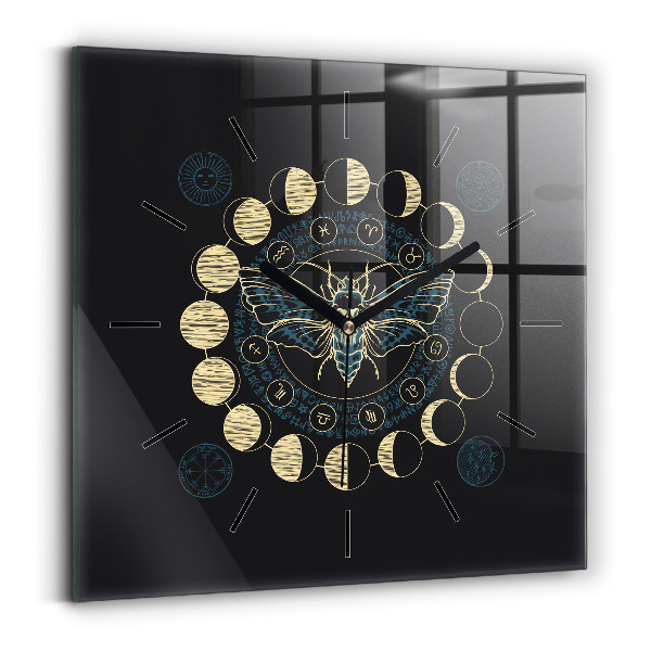 Reloj de pared cuadrado Fases de la luna e insecto