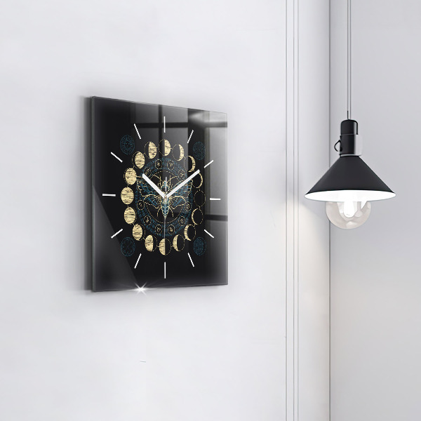 Reloj de pared cuadrado Fases de la luna e insecto
