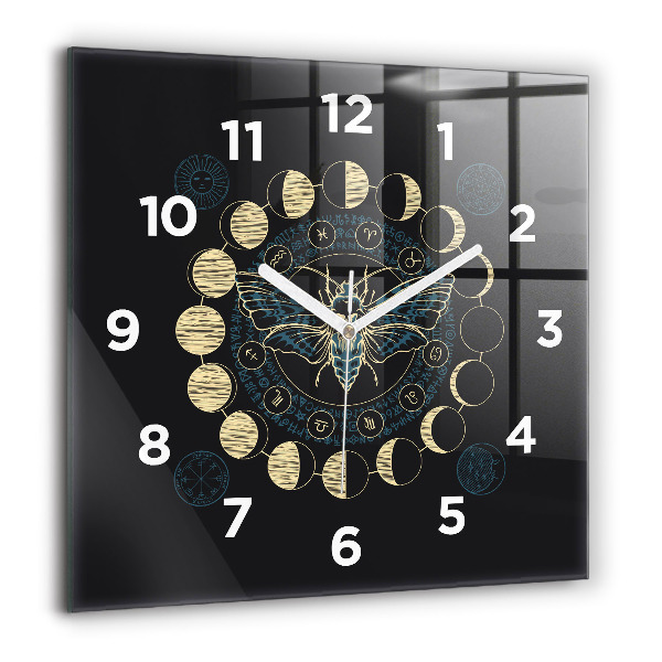 Reloj de pared cuadrado Fases de la luna e insecto