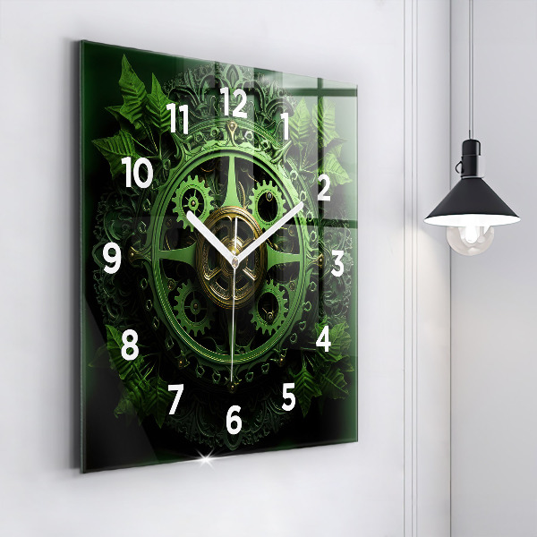 Reloj de pared cuadrado Mecanismo verde