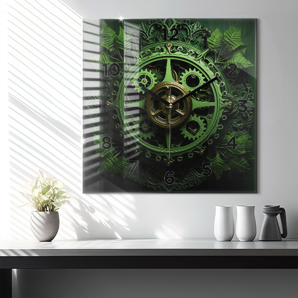 Reloj de pared cuadrado Mecanismo verde