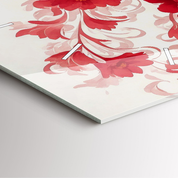 Reloj de pared cuadrado Flores rojas
