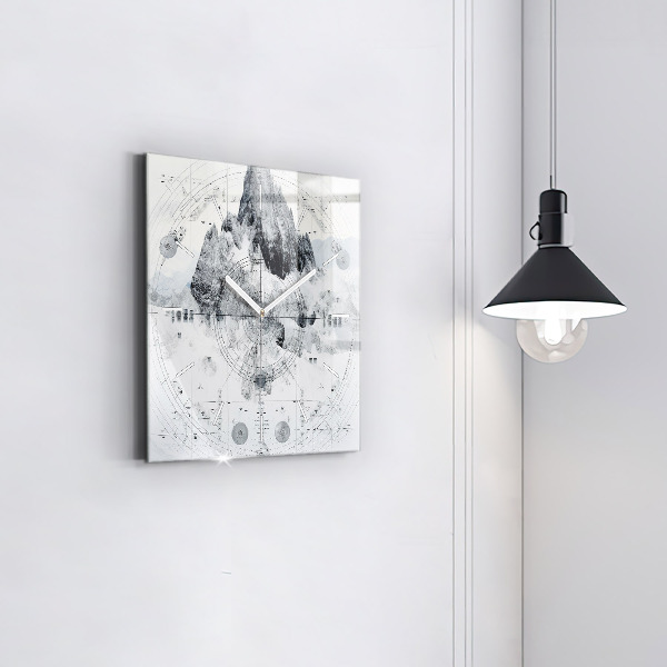 Reloj de pared cuadrado Dibujo montañas
