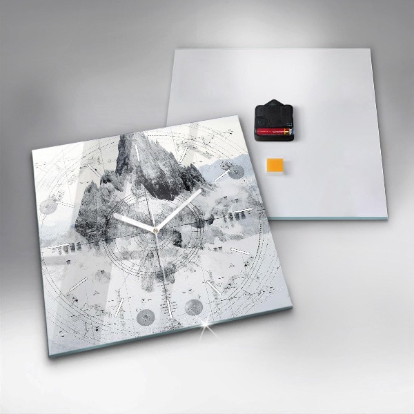 Reloj de pared cuadrado Dibujo montañas