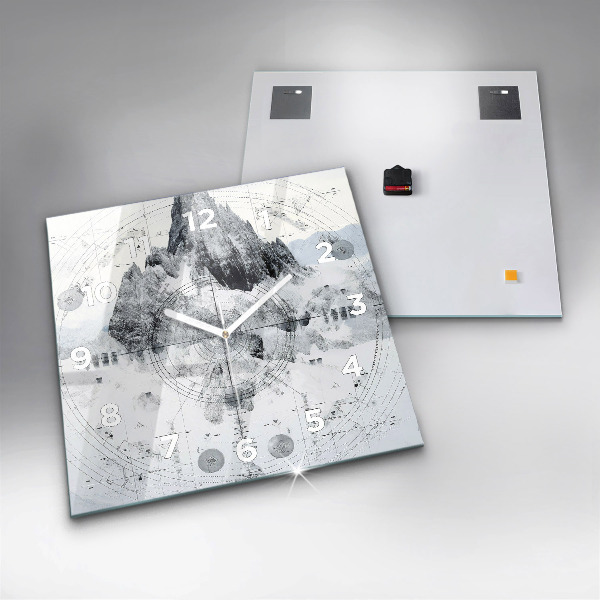 Reloj de pared cuadrado Dibujo montañas