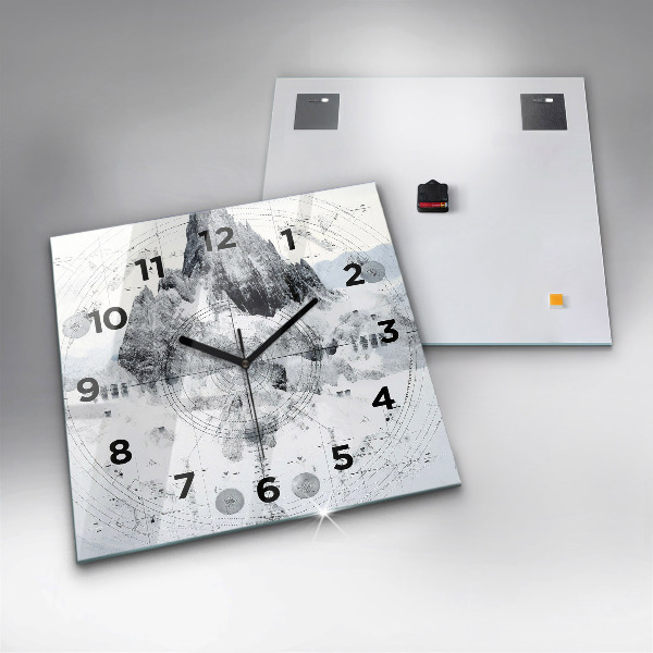 Reloj de pared cuadrado Dibujo montañas