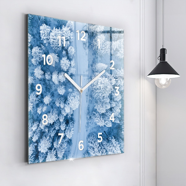 Reloj de pared cuadrado Bosque desde un dron