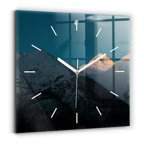 Reloj de pared cuadrado Puesta de sol en las montañas