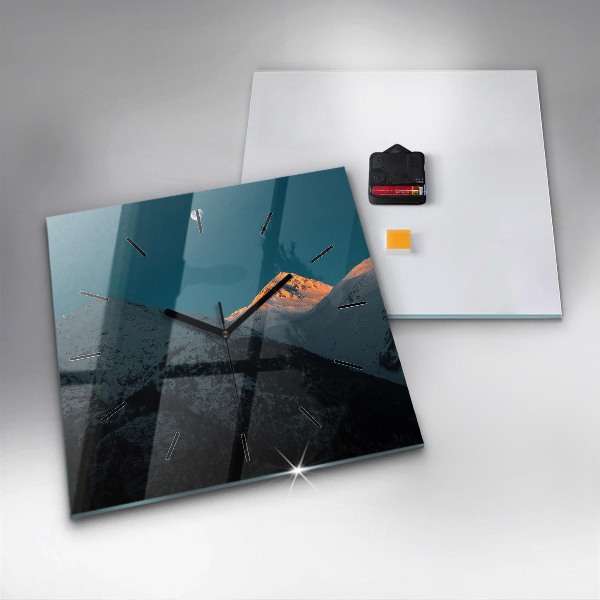 Reloj de pared cuadrado Puesta de sol en las montañas