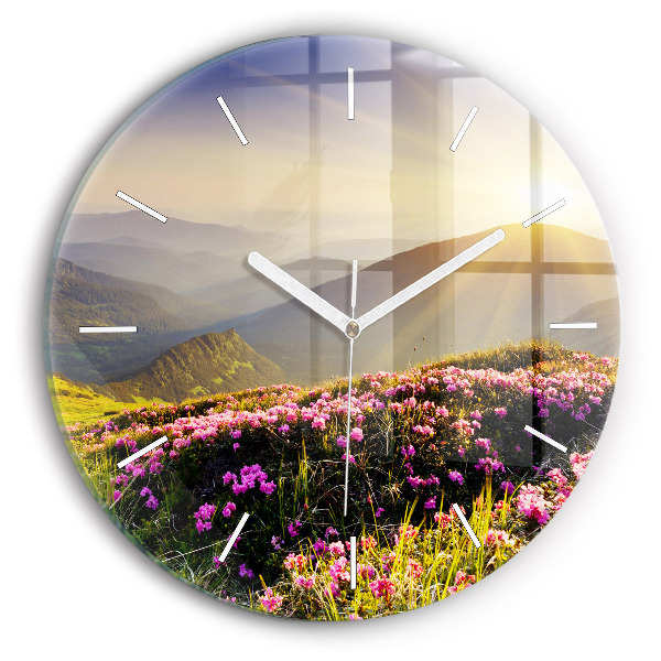 Reloj de cristal redondo Paisaje de montaña