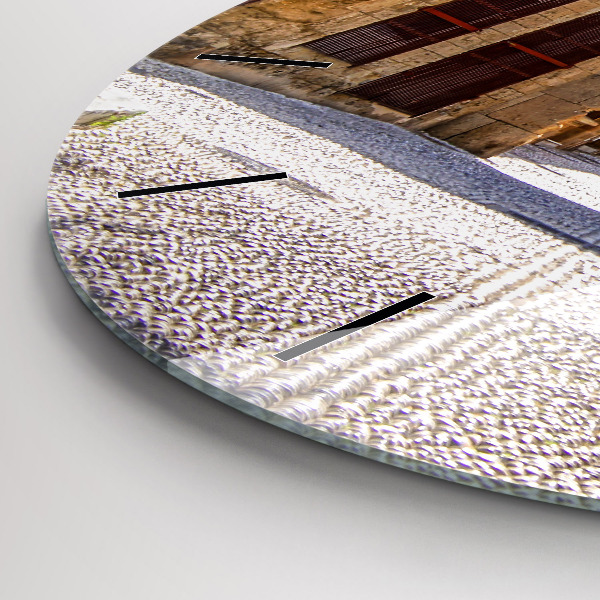 Reloj de cristal redondo Pintoresca calle de Rodas