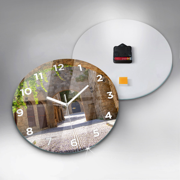 Reloj de cristal redondo Pintoresca calle de Rodas