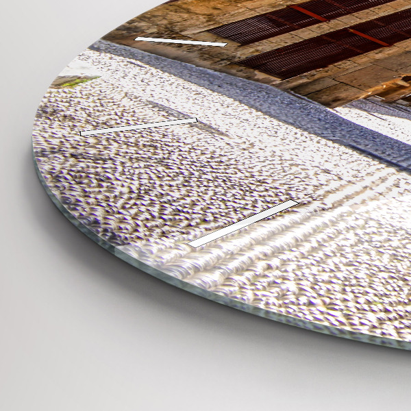 Reloj de cristal redondo Pintoresca calle de Rodas