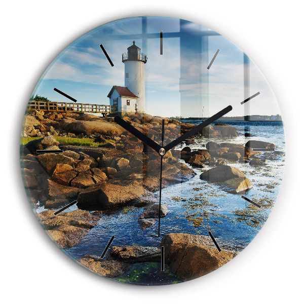 Reloj de cristal redondo Faro de Annisquam