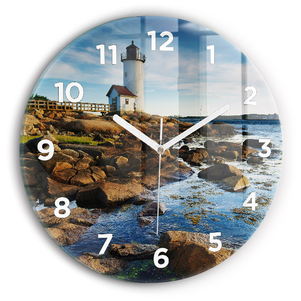 Reloj de cristal redondo Faro de Annisquam