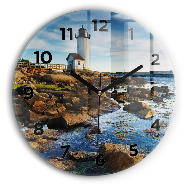 Reloj de cristal redondo Faro de Annisquam