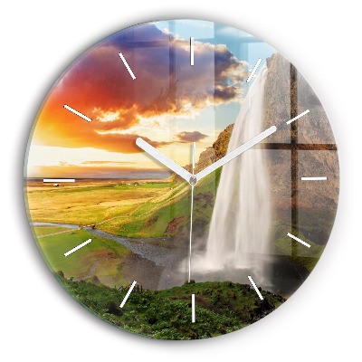 Reloj redondo pared Cascada en Islandia