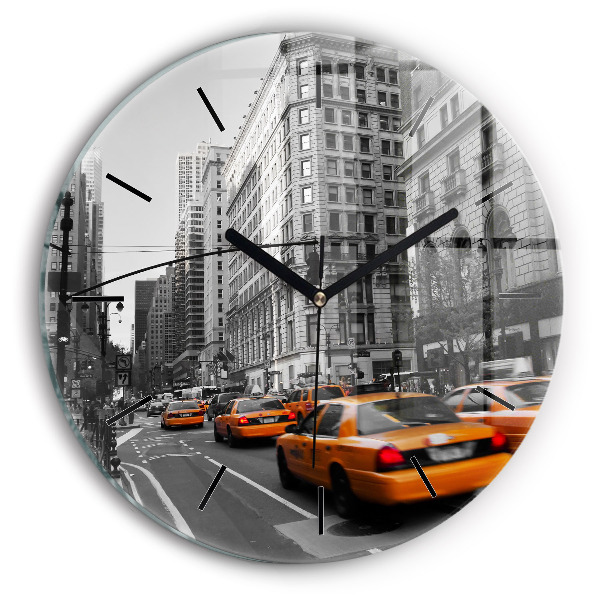 Reloj de pared redondo Manhattan y taxis