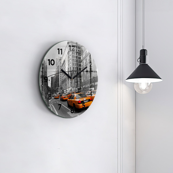 Reloj de pared redondo Manhattan y taxis