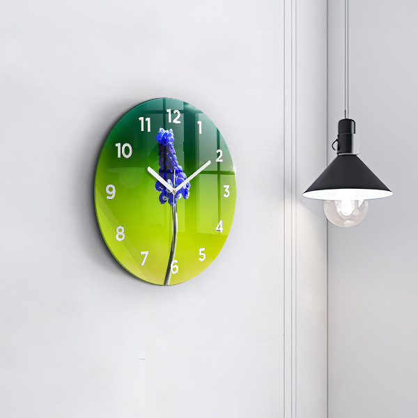 Reloj de cristal redondo Flores azules