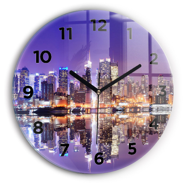 Reloj de cristal redondo Nueva York de noche