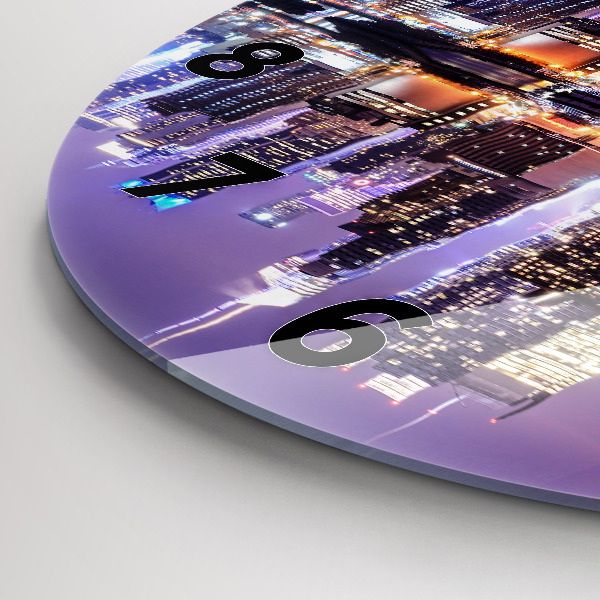 Reloj de cristal redondo Nueva York de noche