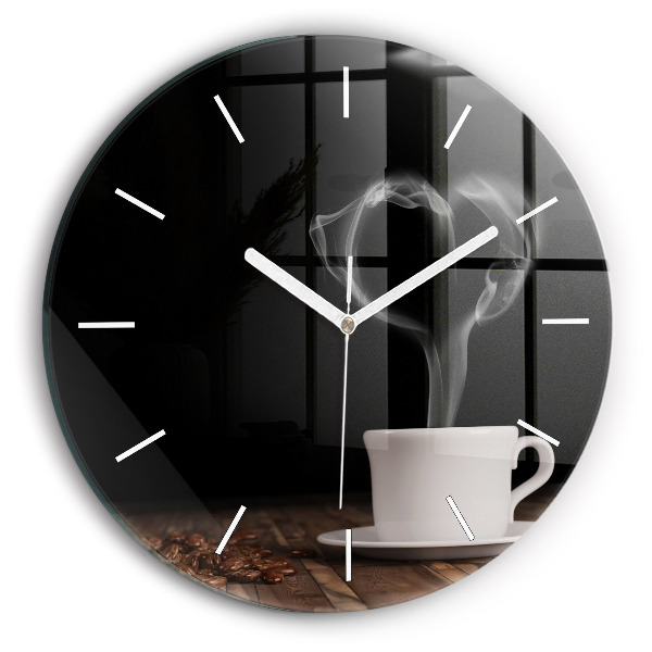 Reloj de pared redondo Taza de café caliente