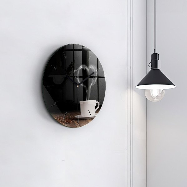 Reloj de pared redondo Taza de café caliente