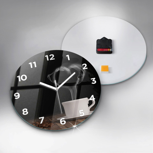 Reloj de pared redondo Taza de café caliente
