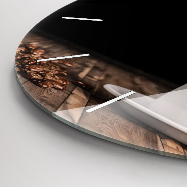 Reloj de pared redondo Taza de café caliente