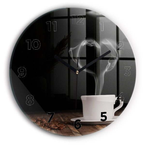 Reloj de pared redondo Taza de café caliente