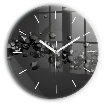 Reloj de cristal redondo Abstracción negra
