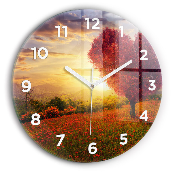 Reloj de cristal redondo Árbol corazón de amor