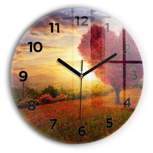 Reloj de cristal redondo Árbol corazón de amor