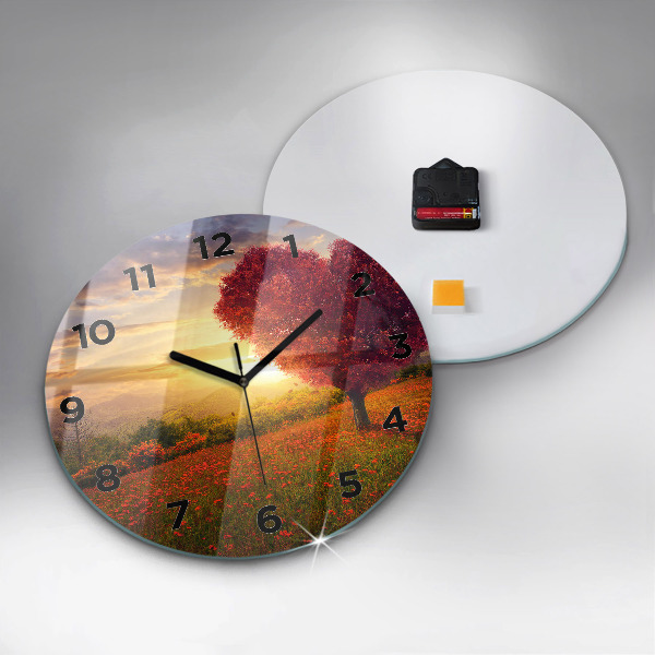 Reloj de cristal redondo Árbol corazón de amor