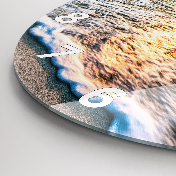 Reloj de cristal redondo Playa, mar y arena