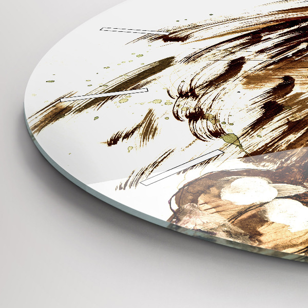 Reloj de cristal redondo Ilustración de un león marrón