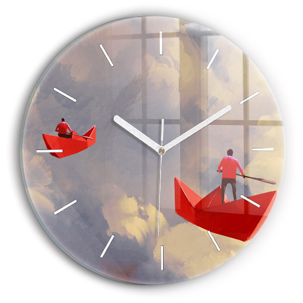 Reloj redondo pared Barcos de papel