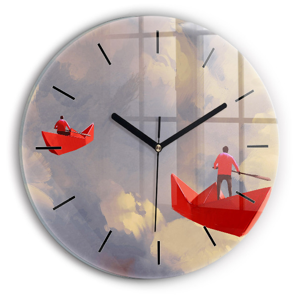 Reloj redondo pared Barcos de papel