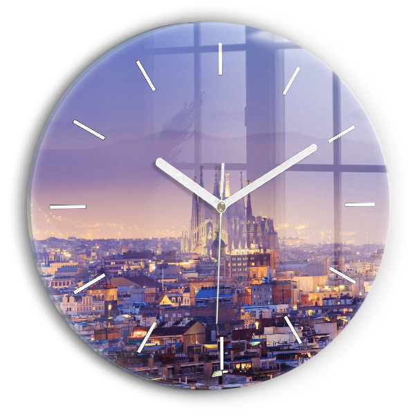 Reloj redondo pared Vista de Barcelona