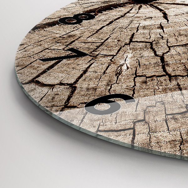 Reloj de cristal redondo Viejo tronco de madera