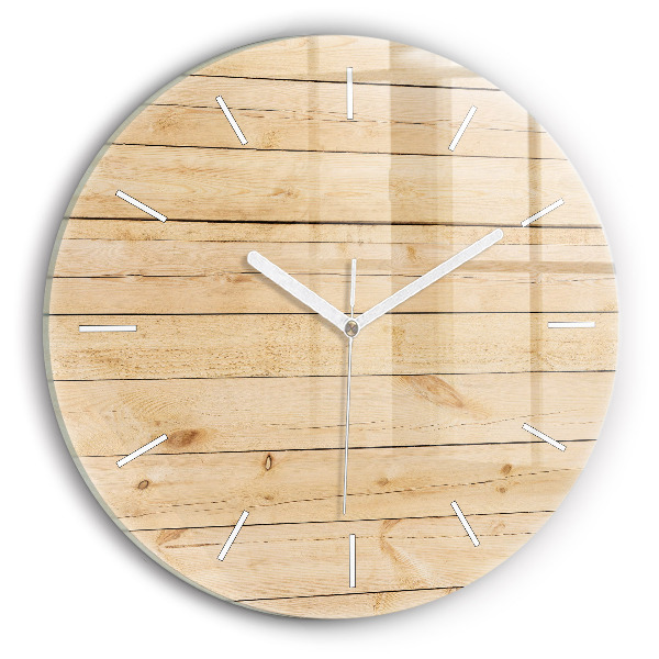 Reloj de cristal redondo Tablas de madera