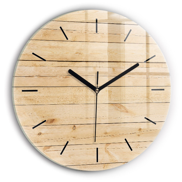 Reloj de cristal redondo Tablas de madera