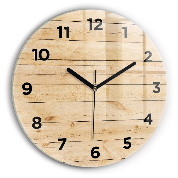 Reloj de cristal redondo Tablas de madera
