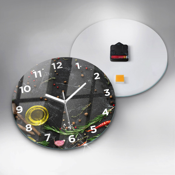 Reloj de cristal redondo Especias sobre la mesa
