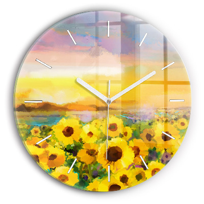 Reloj redondo pared Campo de girasoles