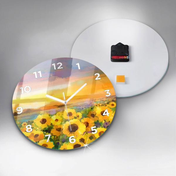 Reloj redondo pared Campo de girasoles