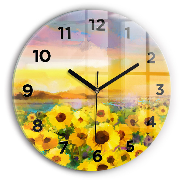 Reloj redondo pared Campo de girasoles