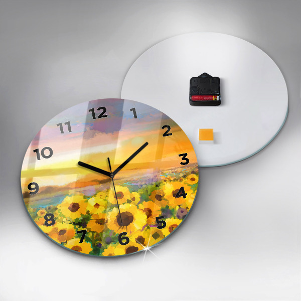 Reloj redondo pared Campo de girasoles